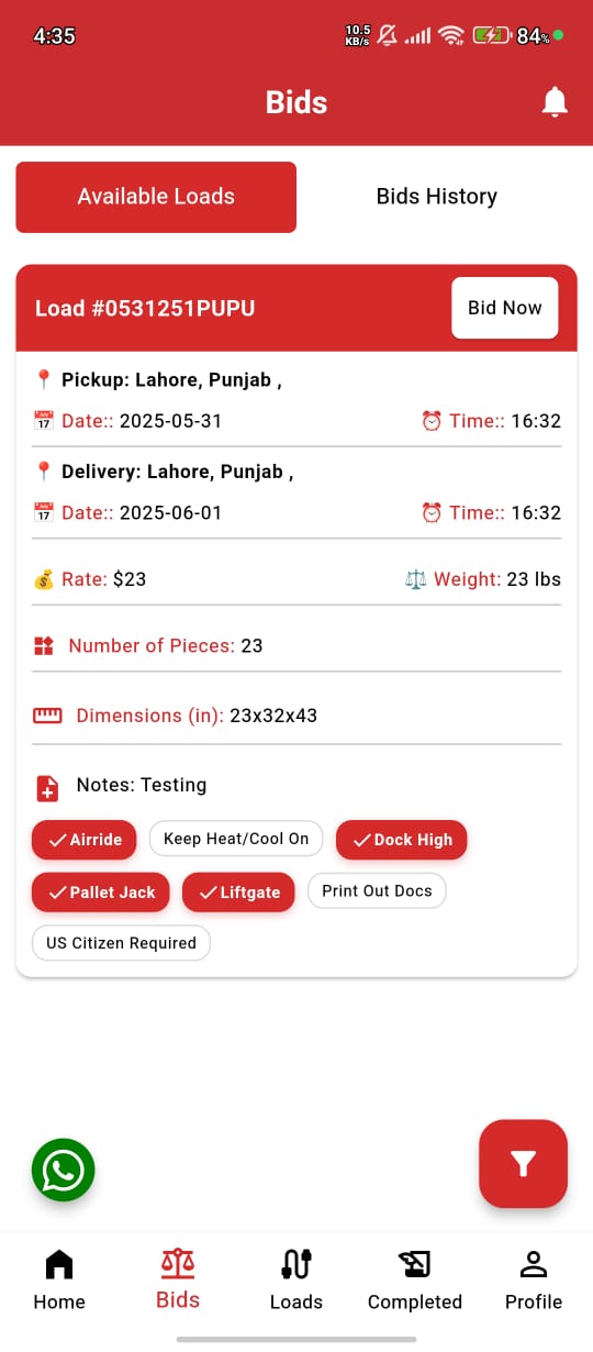 Dashboard & Bidding System