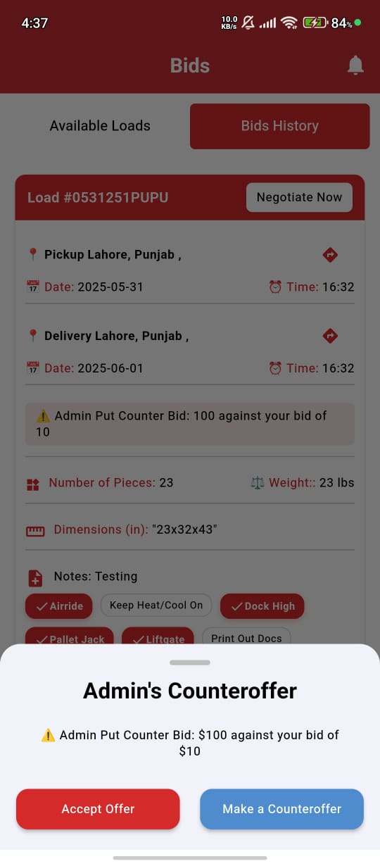 Dashboard & Bidding System