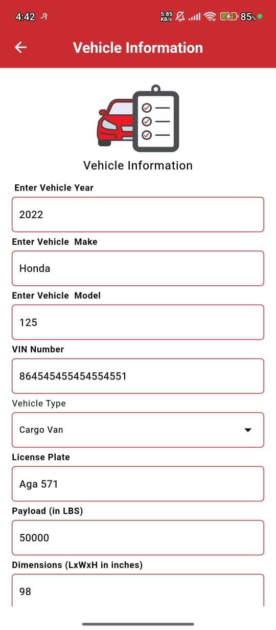 Vehicle & Banking information