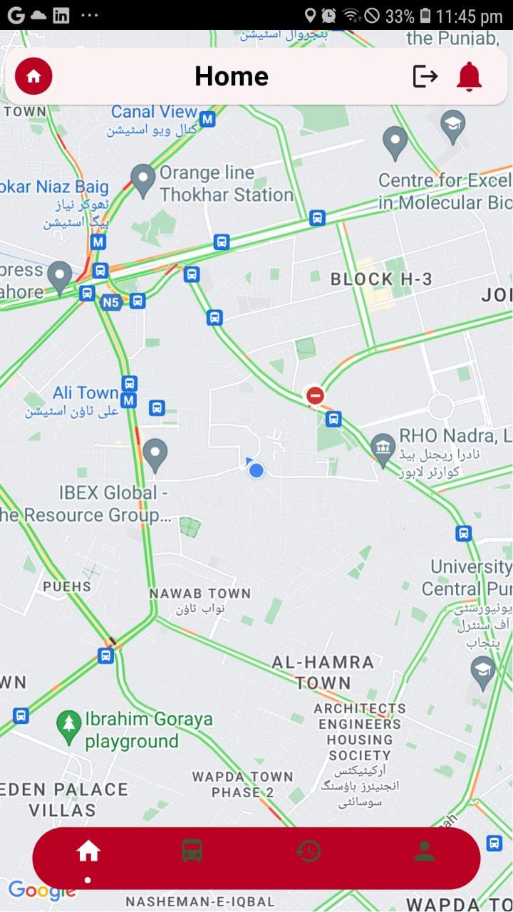 Home Dashboard with Live Map