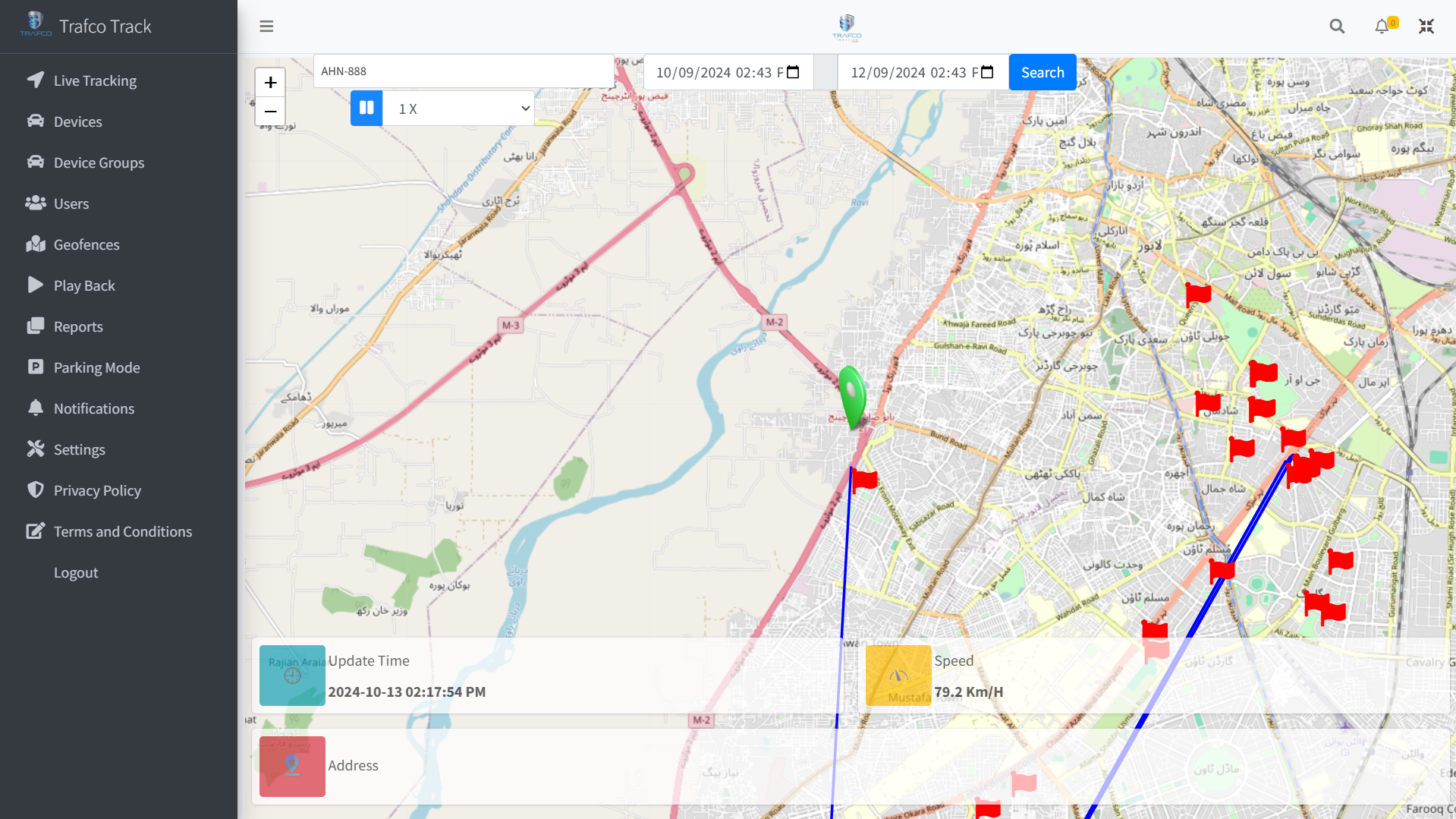 Trafco Tracking Web Features – Powered by Tiecodes